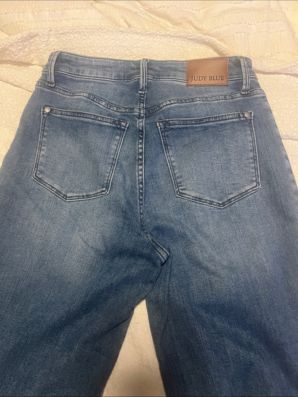 Judy Blue Braided-Trim Wide Leg Jeans in Medium Blue Wash - Picture 2 of 4